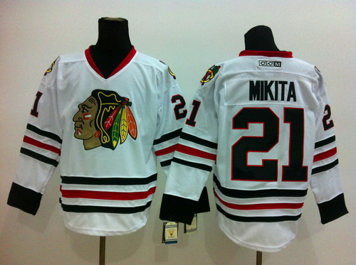Chicago Blackhawks #21 Stan Mikita White Throwback CCM Jersey Chicago Blackhawks #21 Stan Mikita White Throwback CCM Jersey