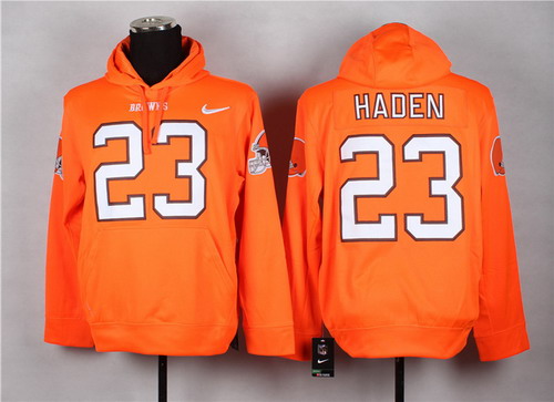 Nike Cleveland Browns #23 Joe Haden Orange Hoodie