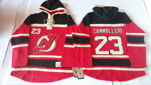 Old Time Hockey New Jersey Devils #23 Michael Cammalleri Red With Black Hoodie