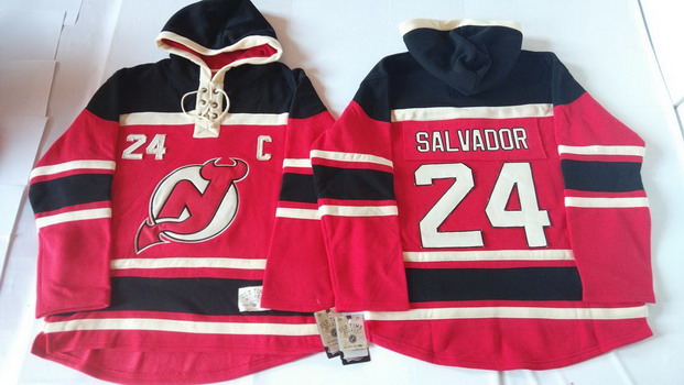 Old Time Hockey New Jersey Devils #24 Bryce Salvador Red With Black Hoodie