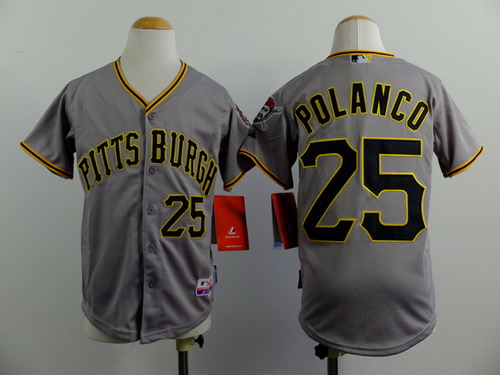 Pittsburgh Pirates #25 Gregory Polanco Gray Kids Jersey