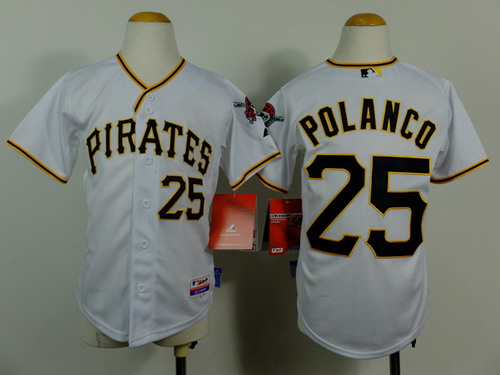 Pittsburgh Pirates #25 Gregory Polanco White Kids Jersey