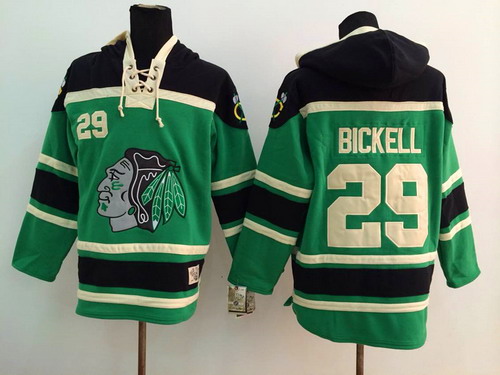 Old Time Hockey Chicago Blackhawks #29 Bryan Bickell Green Hoodie