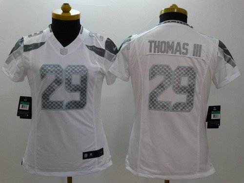 Nike Seattle Seahawks #29 Earl Thomas III Platinum White Limited Womens Jersey