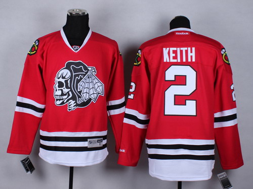 Chicago Blackhawks #2 Duncan Keith Red With Black Skulls Jersey Chicago Blackhawks #2 Duncan Keith Red With Black Skulls Jersey