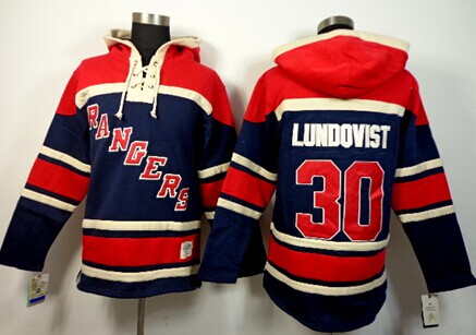 Old Time Hockey New York Rangers #30 Henrik Lundqvist Navy Blue Hoodie