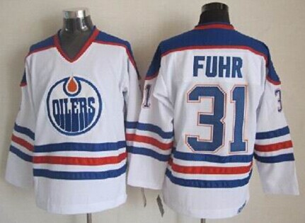 Edmonton Oilers #31 Grant Fuhr White Throwback CCM Jersey