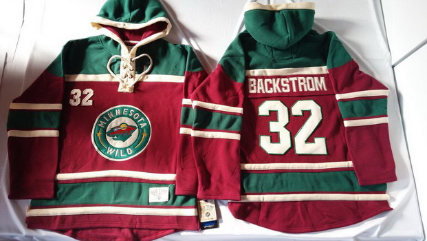 Old Time Hockey Minnesota Wild #32 Niklas Backstrom Red Hoodie