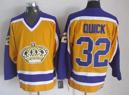 Los Angeles Kings #32 Jonathan Quick Yellow Throwback CCM Jersey
