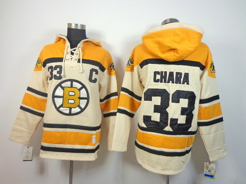 Old Time Hockey Boston Bruins #33 Zdeno Chara Cream Hoodie