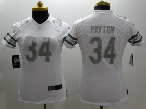 Nike Chicago Bears #34 Walter Payton Platinum White Limited Womens Jersey