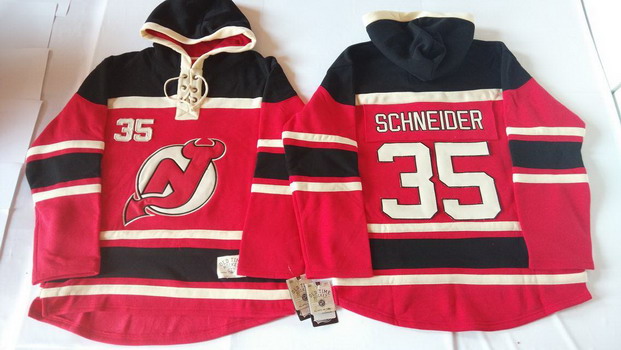 Old Time Hockey New Jersey Devils #35 Cory Schneider Red With Black Hoodie