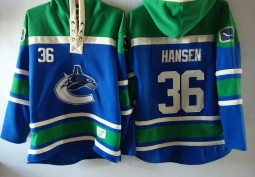 Old Time Hockey Vancouver Canucks #36 Jannik Hansen Blue Hoodie