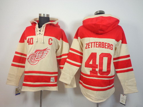 Old Time Hockey Detroit Red Wings #40 Henrik Zetterberg Cream Hoodie
