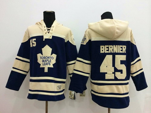 Old Time Hockey Toronto Maple Leafs #45 Jonathan Bernier Navy Blue Hoodie