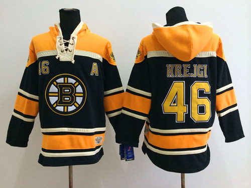 Old Time Hockey Boston Bruins #46 David Krejci Black Hoodie