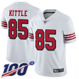 49ers #85 George Kittle White Rush Men's Stitched Football Limited