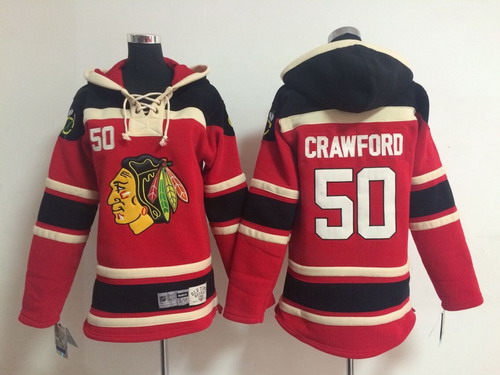 Old Time Hockey Chicago Blackhawks #50 Corey Crawford Red Kids Hoodie
