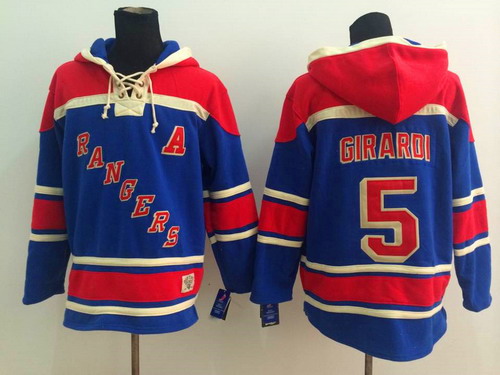 Old Time Hockey New York Rangers #5 Dan Girardi Light Blue Hoodie