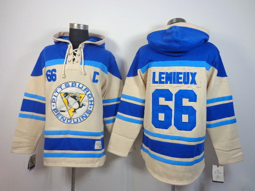 Old Time Hockey Pittsburgh Penguins #66 Mario Lemieux Cream Hoodie