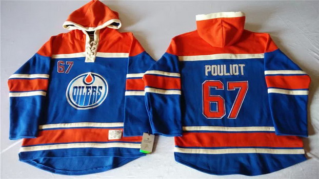 Old Time Hockey Edmonton Oilers #67 Benoit Pouliot Royal Blue Hoodie