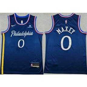 76ers 0 Tyrese Maxey Navy 2025-26 City Edition Men Jersey