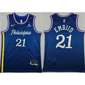 76ers 21 Joel Embiid Navy 2025-26 City Edition Men Jersey
