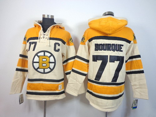 Old Time Hockey Boston Bruins #77 Ray Bourque Cream Hoodie