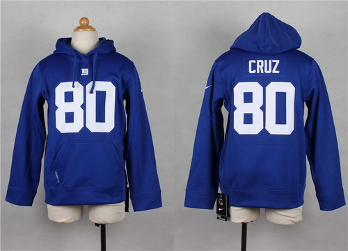 Nike New York Giants #80 Victor Cruz Blue Kids Hoodie