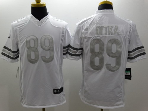Nike Chicago Bears #89 Mike Ditka Platinum White Limited Jersey
