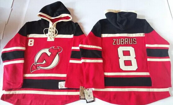 Old Time Hockey New Jersey Devils #8 Dainius Zubrus Red With Black Hoodie