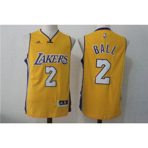 Adidas Los Angeles Lakers Lonzo Ball 2 Gold 2017 NBA Draft Men Jersey