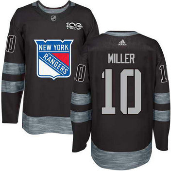 Adidas Men's York Rangers #10 J.T. Miller Stitched Black 1917-2017 100th Anniversary NHL Jersey