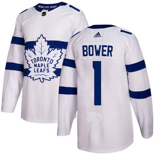 Adidas Toronto Maple Leafs #1 Johnny Bower White 2018 Stadium Series Stitched NHL Jersey