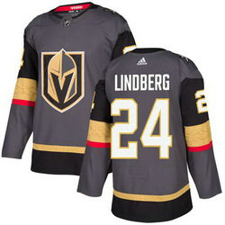 Adidas Vegas Golden Knights #24 Oscar Lindberg Grey Home Authentic Stitched NHL Jersey