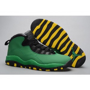 Air Jordan 10 Retro Shoes Green Black Yellow