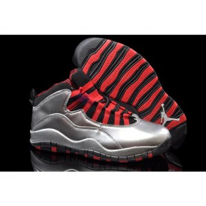 Air Jordan 10 Retro Shoes Silver Red Black