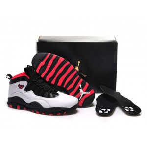 Air Jordan 10 Retro Shoes Whte Black Red
