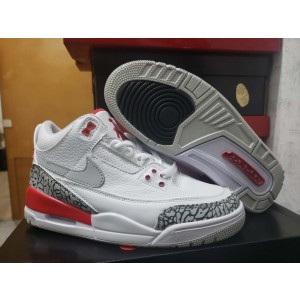 Air Jordan 3 White-Gray-Red Shoes
