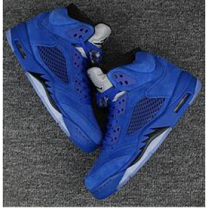 Air Jordan 5 Blue Suede Shoes