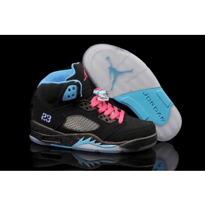 Air Jordan 5 High Black Pink Blue Shoes