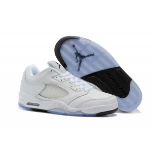 Air Jordan 5 Low GS Shoes White Black Grey