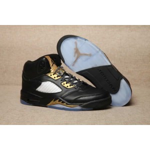 Air Jordan 5 Retro Olympic Gold Black Men Women Shoes
