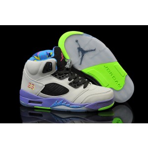 Air Jordan 5 Retro Shoes White Black Purple Green