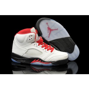 Air Jordan 5 Retro Shoes White Red