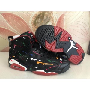 Air Jordan 6 Black Red Graffiti Shoes