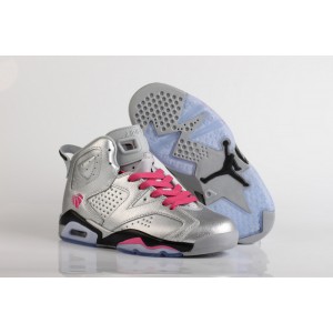 Air Jordan 6 High Valentine Women Silver Shoes