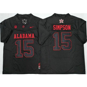 Alabama Crimson Tide 15 Ty Simpson Black F.U.S.E. Vapor Limited Men Jersey