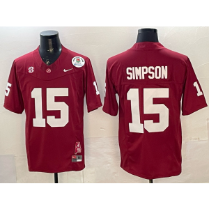 Alabama Crimson Tide 15 Ty Simpson Red F.U.S.E. Vapor Limited Men Jersey