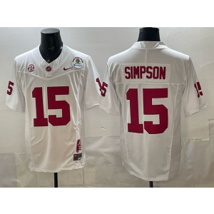Alabama Crimson Tide 15 Ty Simpson White Rose Bowl F.U.S.E. Vapor Limited Men Jersey